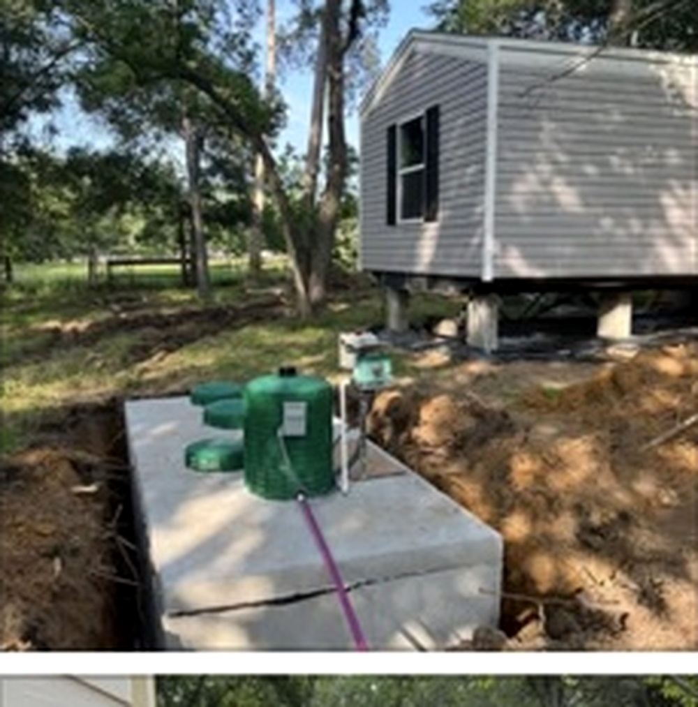 Septic system installation at a residential home